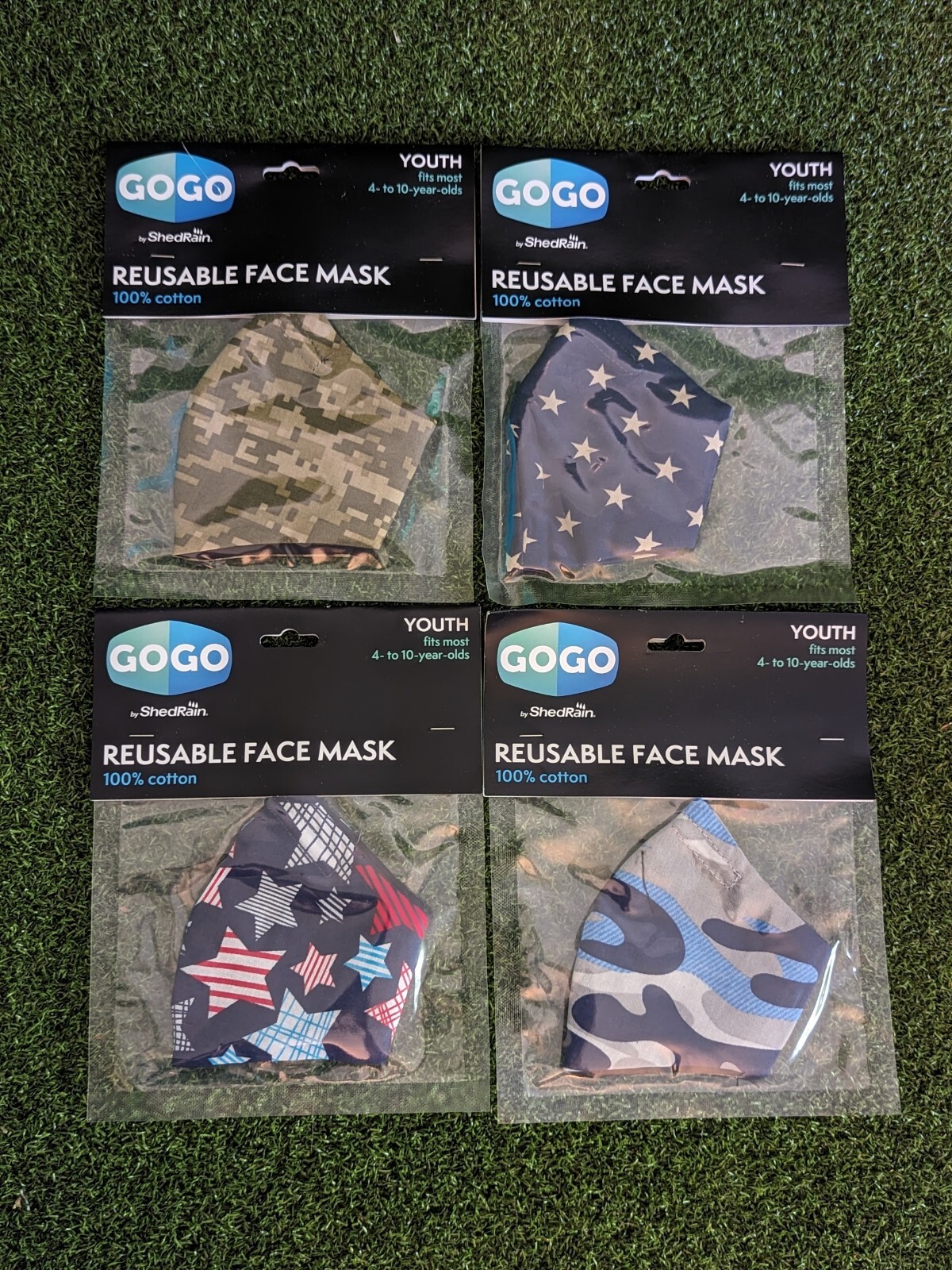 "Patriotic" Lot Of 4 Go Go Youth Reusable Face Mask NEW NIP