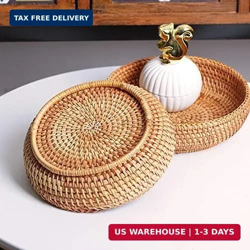 Small Round Keys Basket for Entryway Woven Baskets for Organizing Tabletop Decor