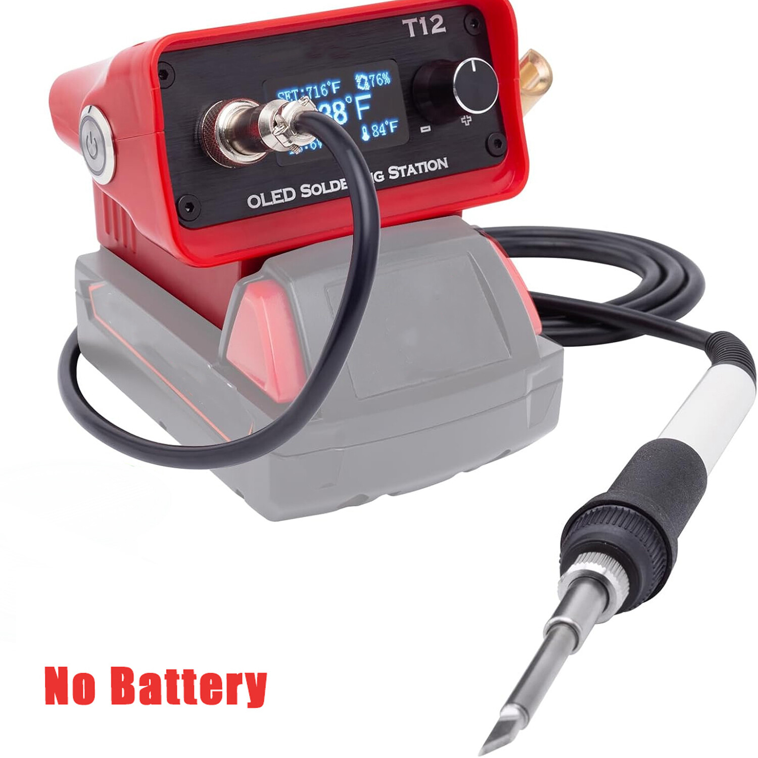 OLED Display Soldering Iron Station With T12 Tip For Milwaukee 18V Battery