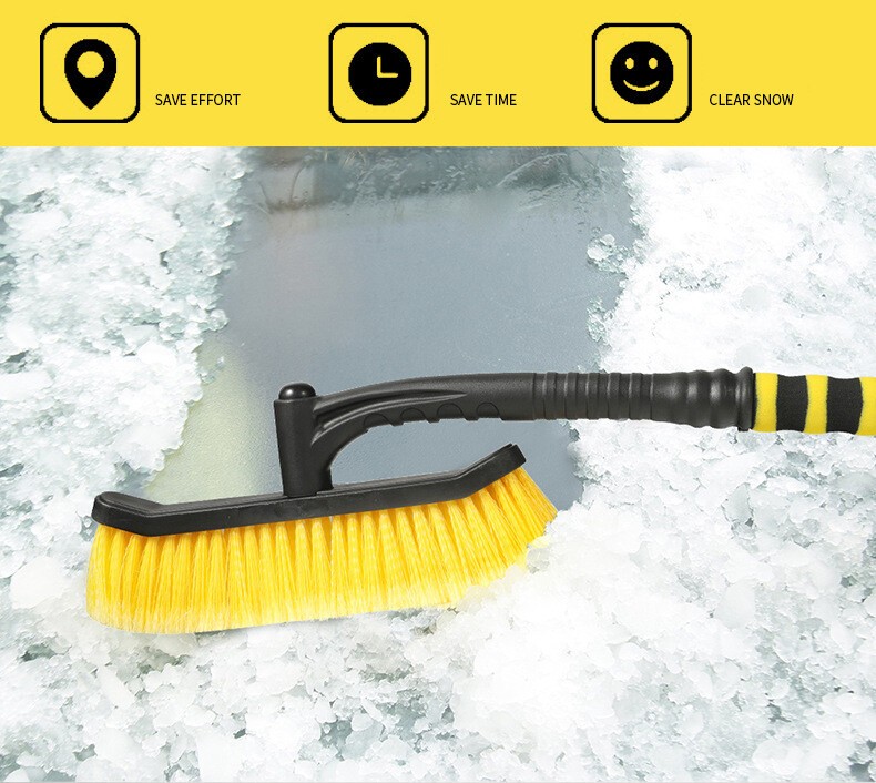 1Pc 2-in-1 Ice Scraper with Brush for Car Windshield Snow Remove Cleaner Black ?