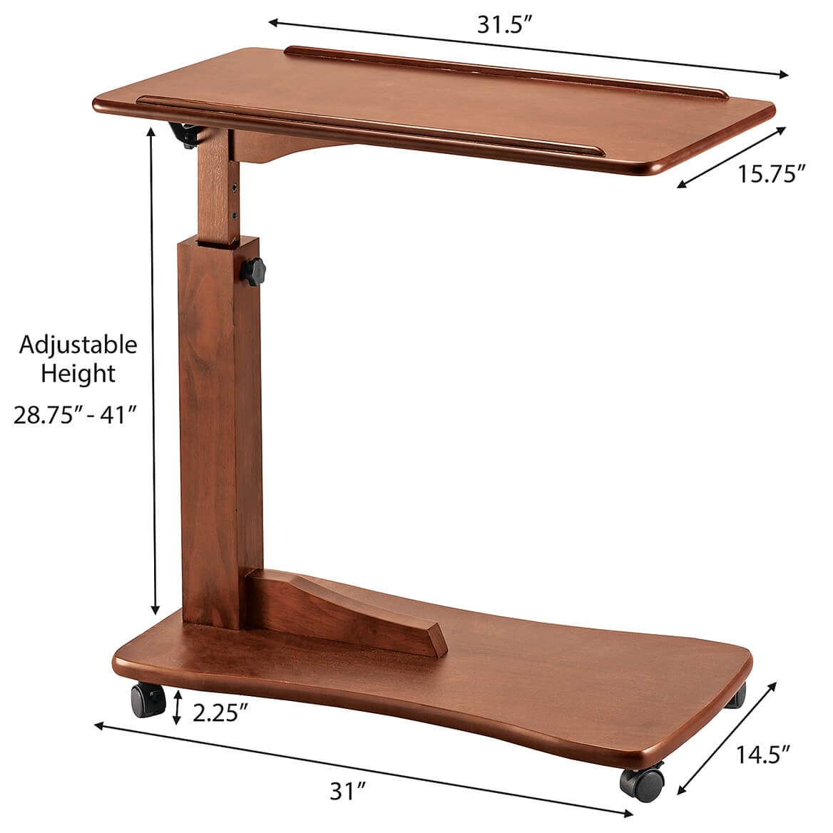 Side Accent Table, Adjustable C Shaped Design with Raised Rim, Small Table for L