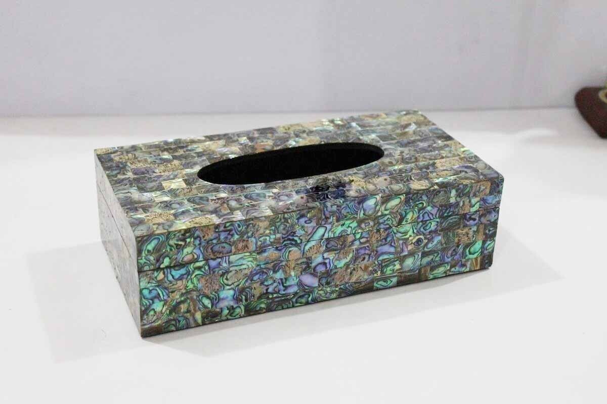 6"x10'' Pauashell Inlay Tissue Box Mosaic Inlay Restaurant Decor Christmas Gift