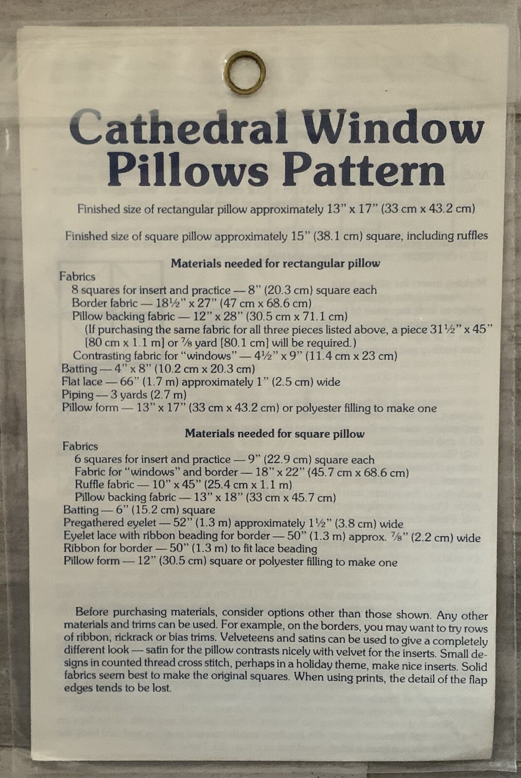 YOURS TRULY CATHEDRAL WINDOW PATCHWORK PILLOWS PATTERN VINTAGE