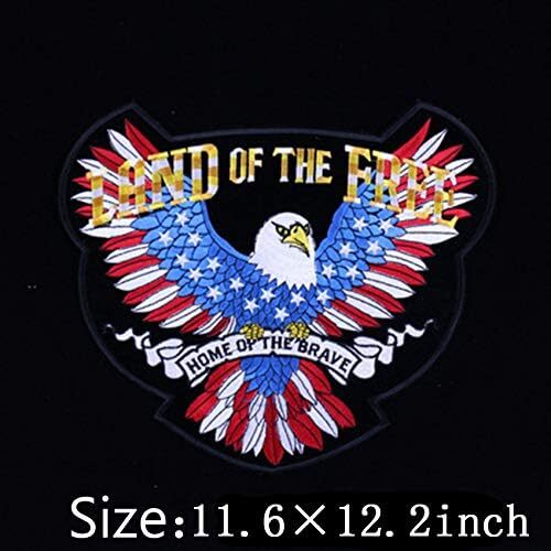 Large American Flag Eagle Patch 11"x10" Sew On Biker Jacket Back Embroidered Mot