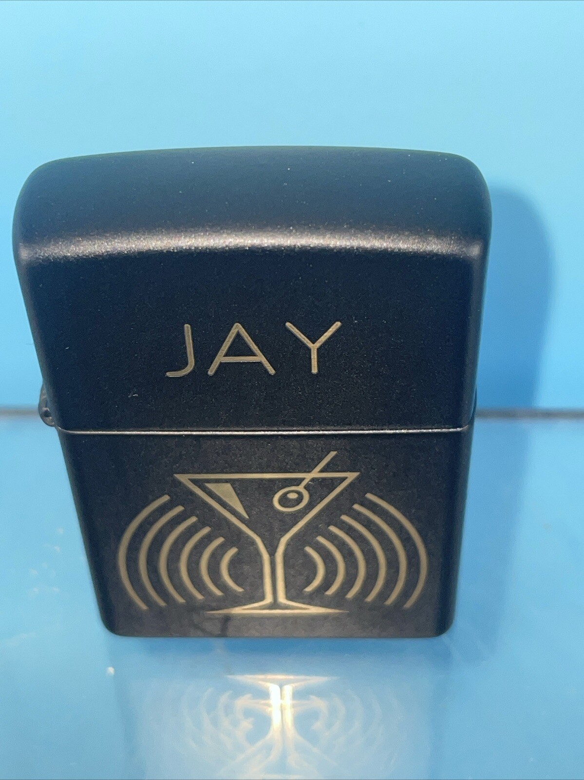1999 Mate Black Martini Zippo Lighter Personalized “JAY” Unstruck Original Box