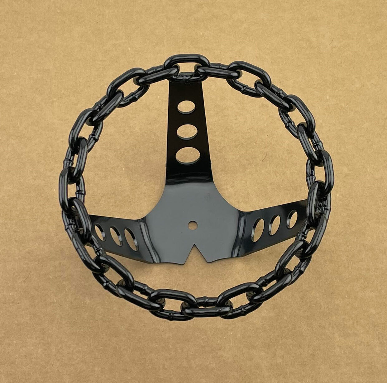 NEW! 5" LONG BICYCLE VINTAGE LOWRIDER STEEL CHAIN STEERING WHEEL IN BLACK.