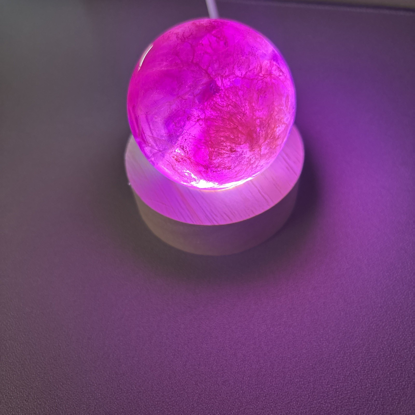 Amethyst Crystal Ball LED Lamp – Wooden Base, USB Powered, Ambient Mood 5 LEFT