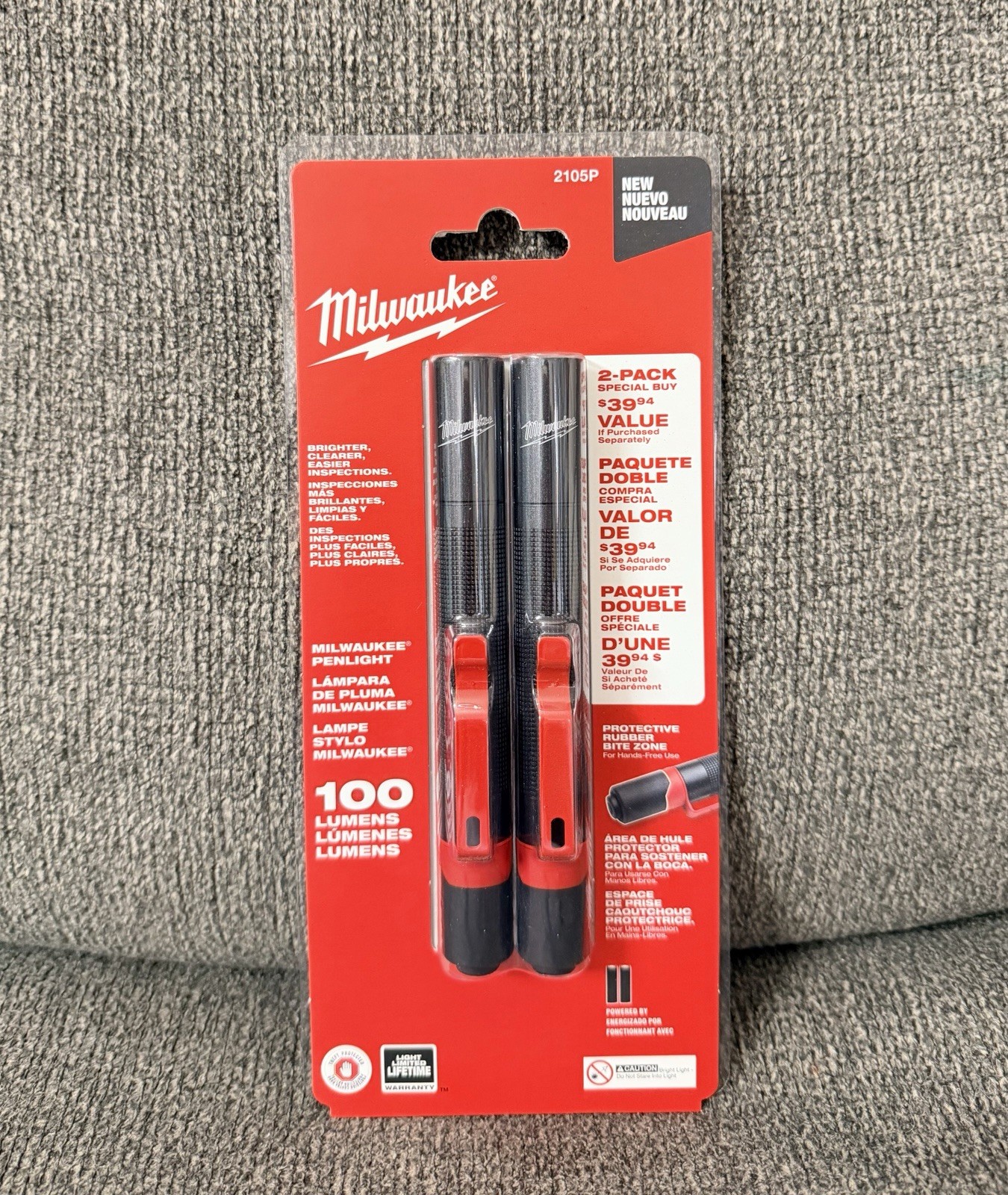 Milwaukee 2105P, 100 Lumens Aluminum Pen Light with Clip (2-Pack) - FREE SHIP