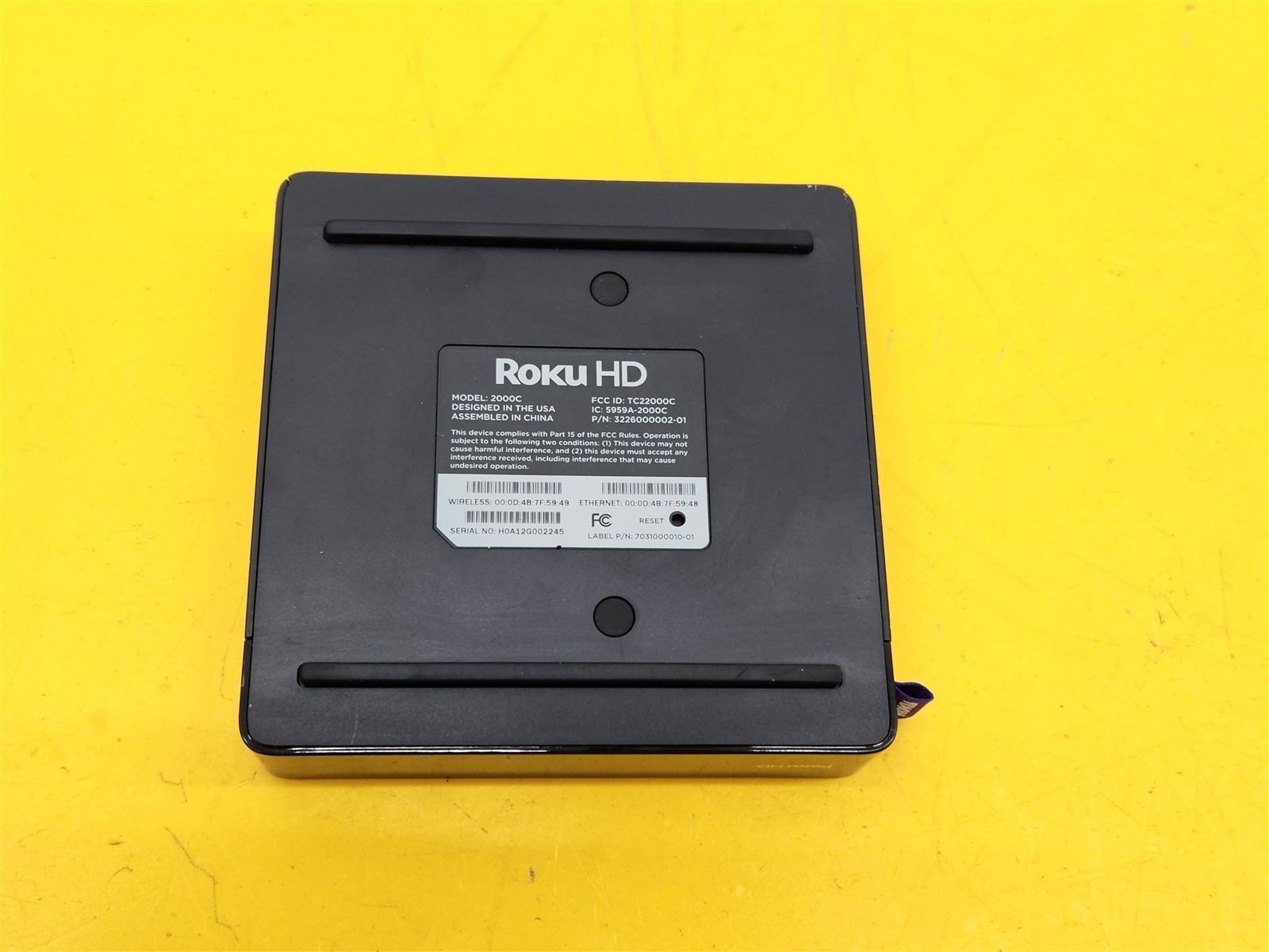 ⭐️⭐️⭐️⭐️⭐️ HD Media Streaming Device Roku 2000C **NO REMOTE OR POWER SUPPLY**