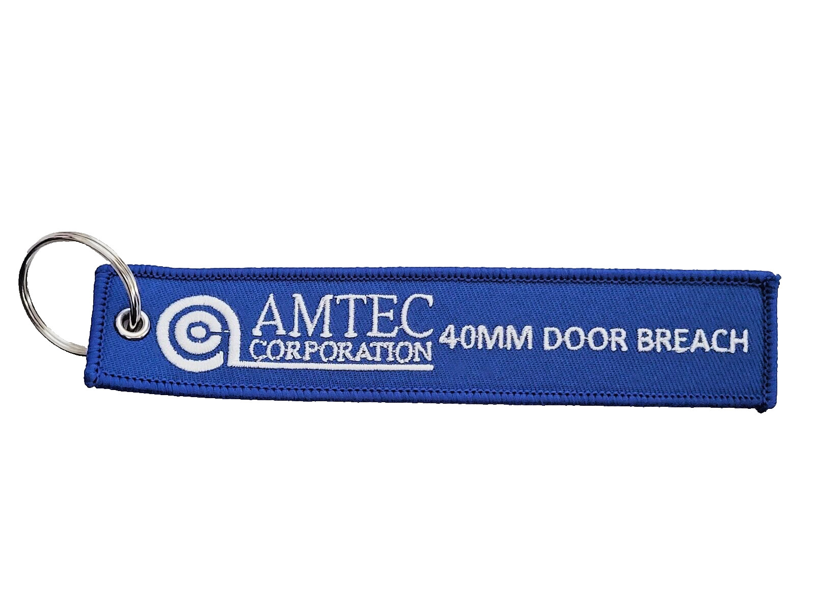 Amtec Corporation 40mm Door Breach Blue Flight Tag Keychain Military Embroidered