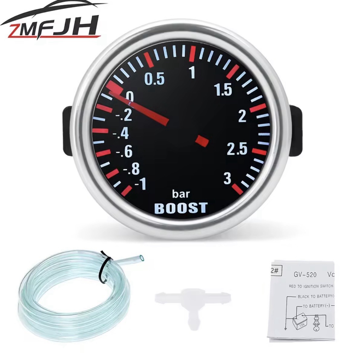 Pressure Gauge Instrument Turbo Pressure Up to 3 Bar For Universal Car Turbine