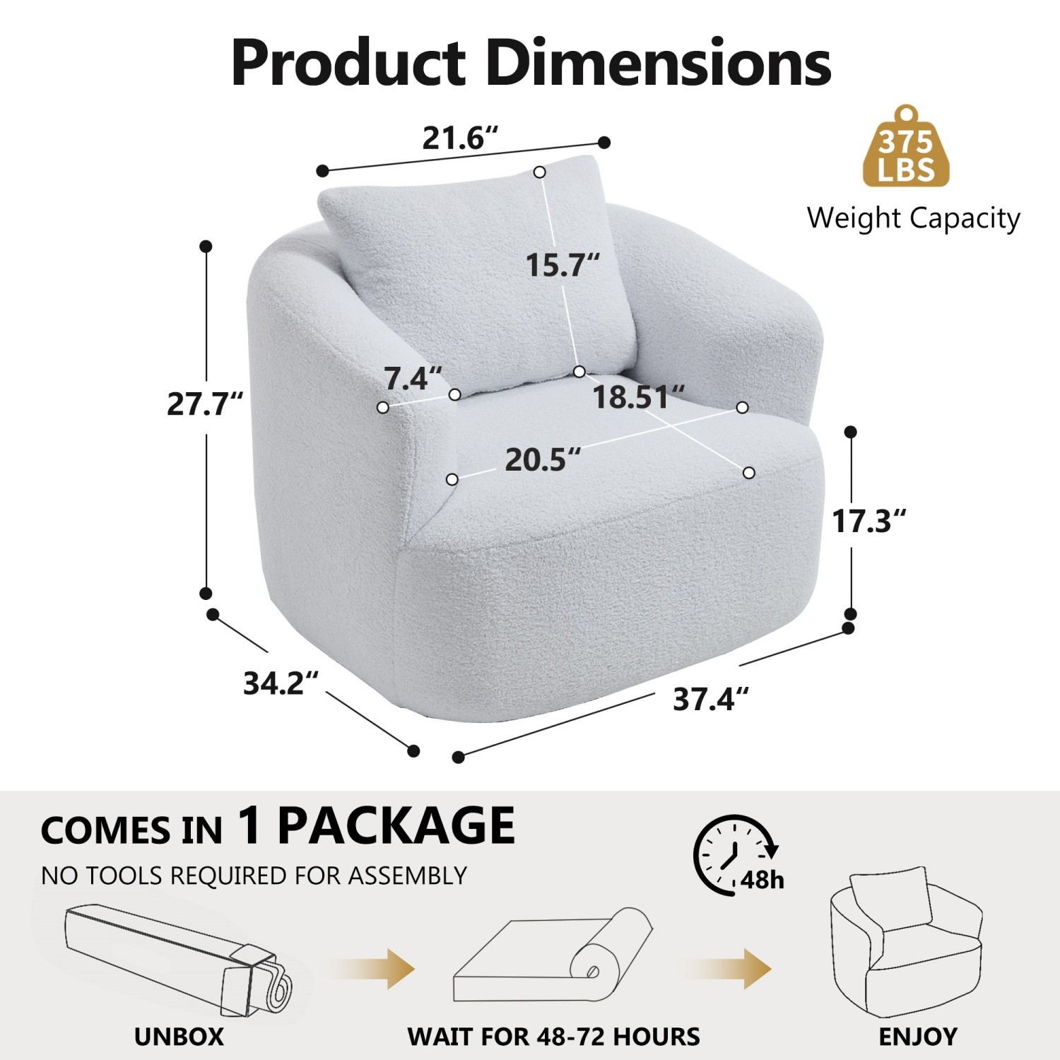Modern 360° Swivel Accent Chairs Teddy Fleece Upholstered Sofa for Living Room