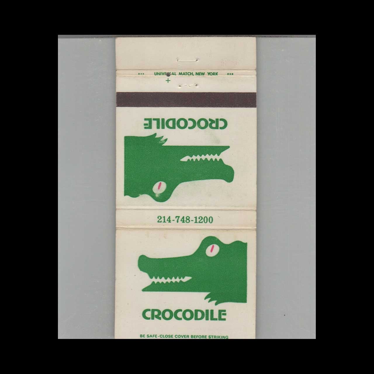 Matchbook Cover Crocodile Dallas, TX