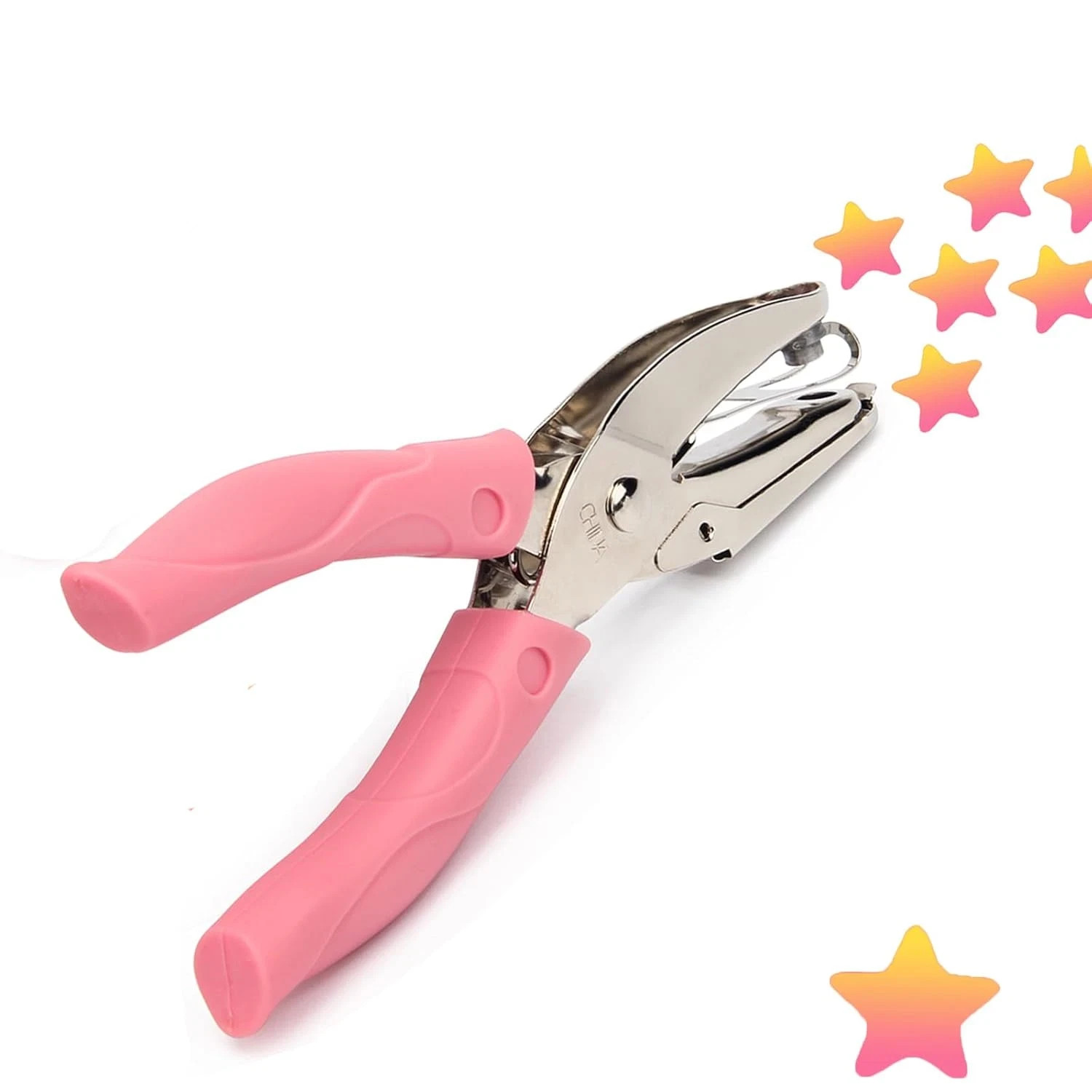 Handheld Star-Shape & Heart Hole Punch Set, 1/4 Inch Metal, Soft-Handled