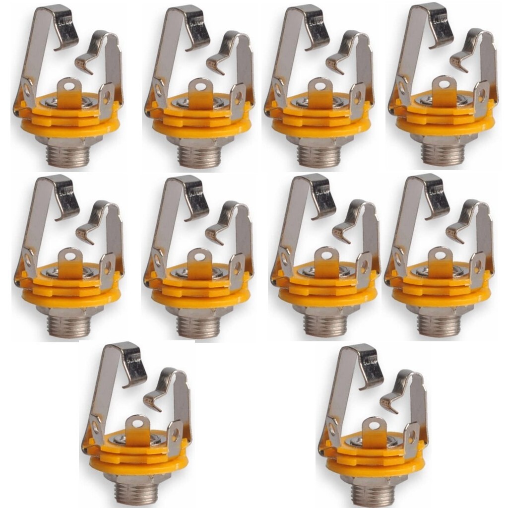 10 Pcs 1/4" 6.35mm stereo socket jack female connector panel mount Solder M644