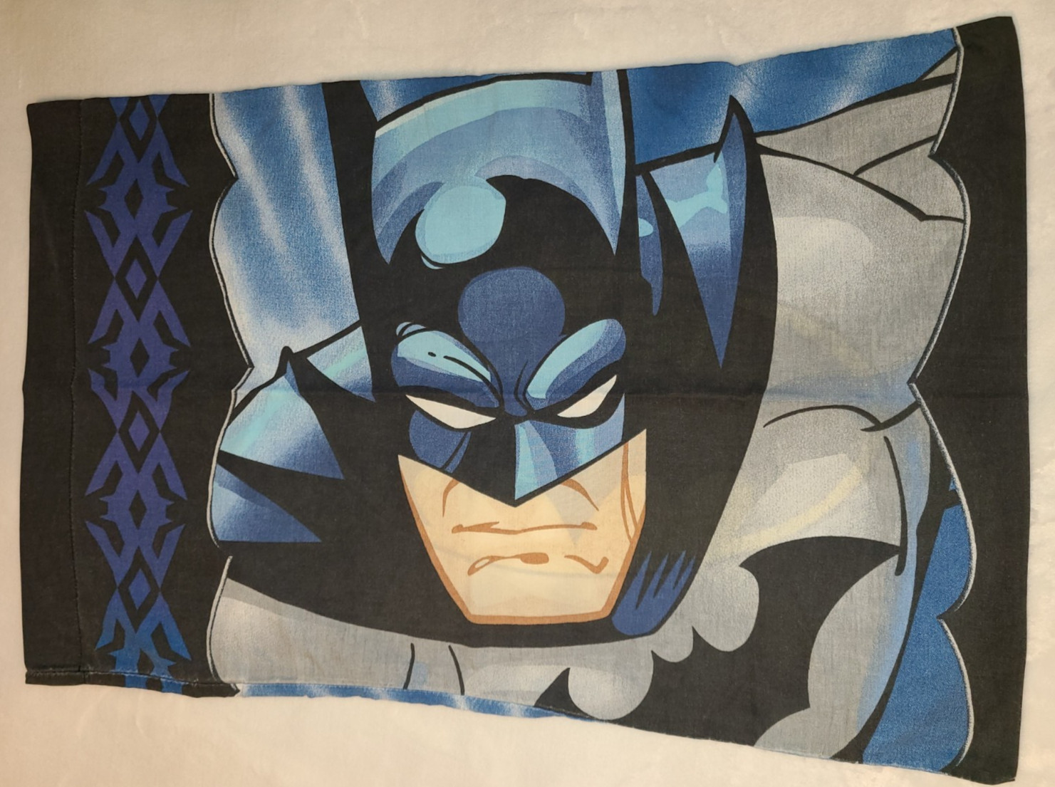 Vtg Batman Kid DC Comics Reversible Standard Pillowcase Bat Signal Tribal Design