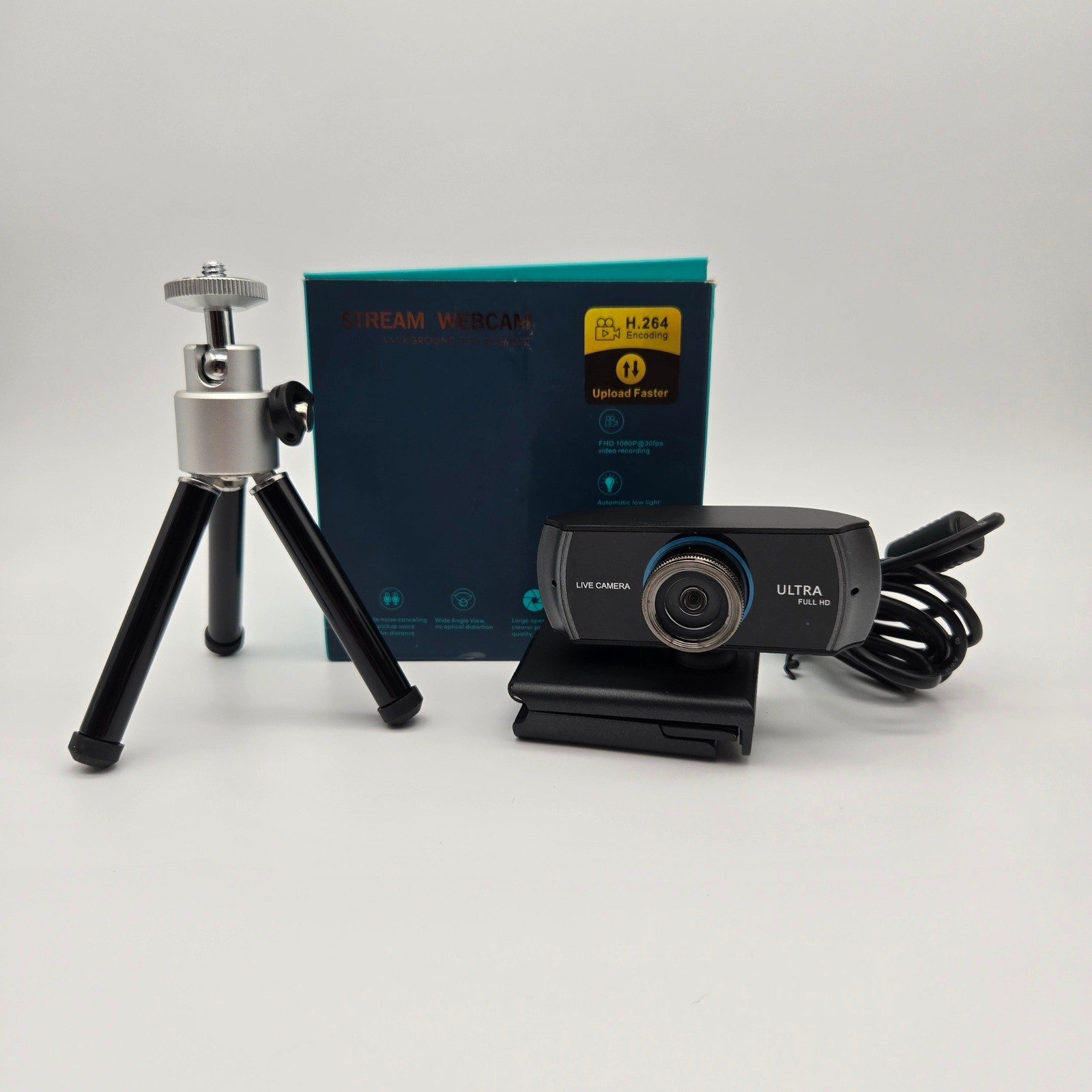 Stream Webcam UHD-920 Black 1080p FHD H.264 Streaming Video Tech with Tripod
