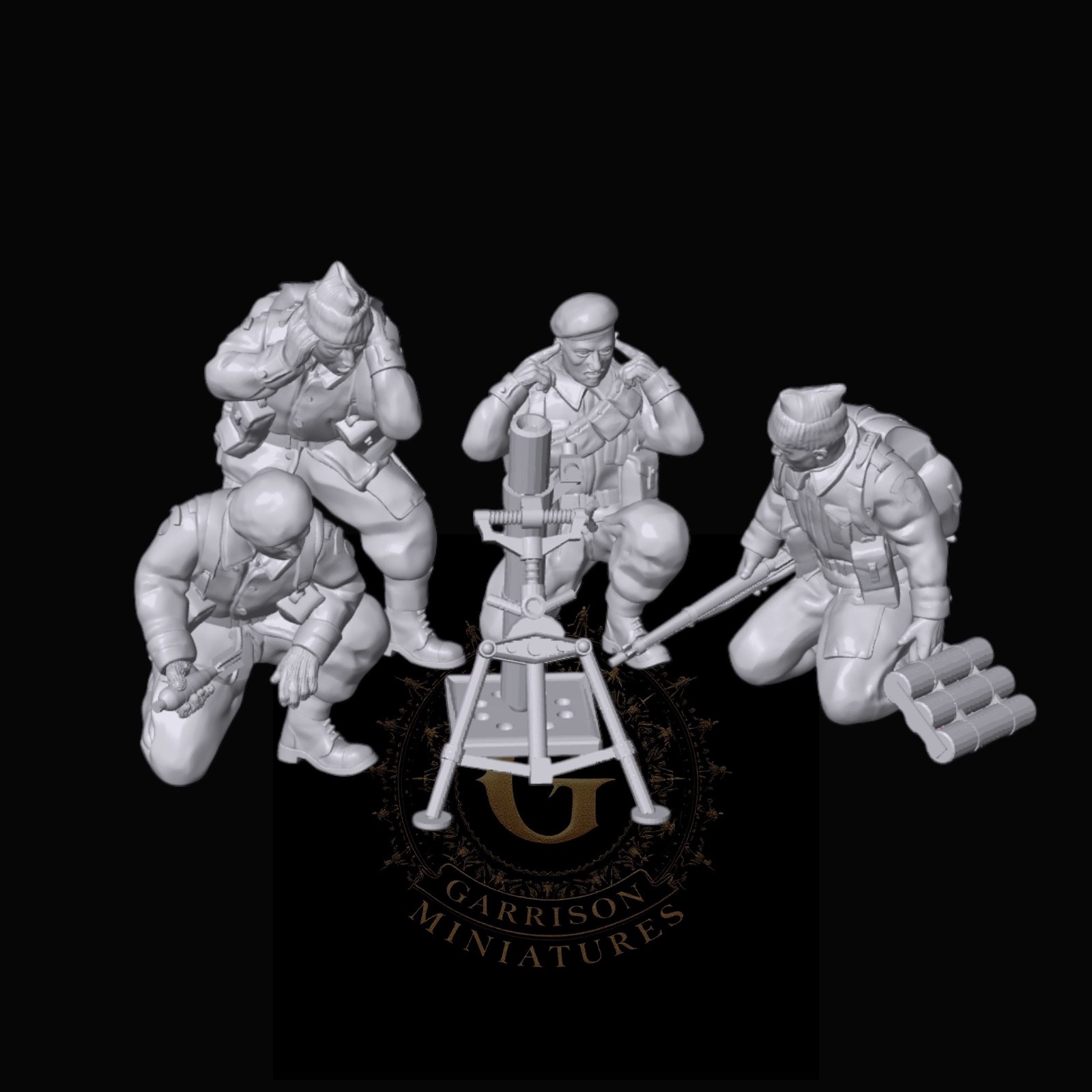British Royal Marine Commando 3" Mortar: 28mm WW2 Wargames & Display Miniatures
