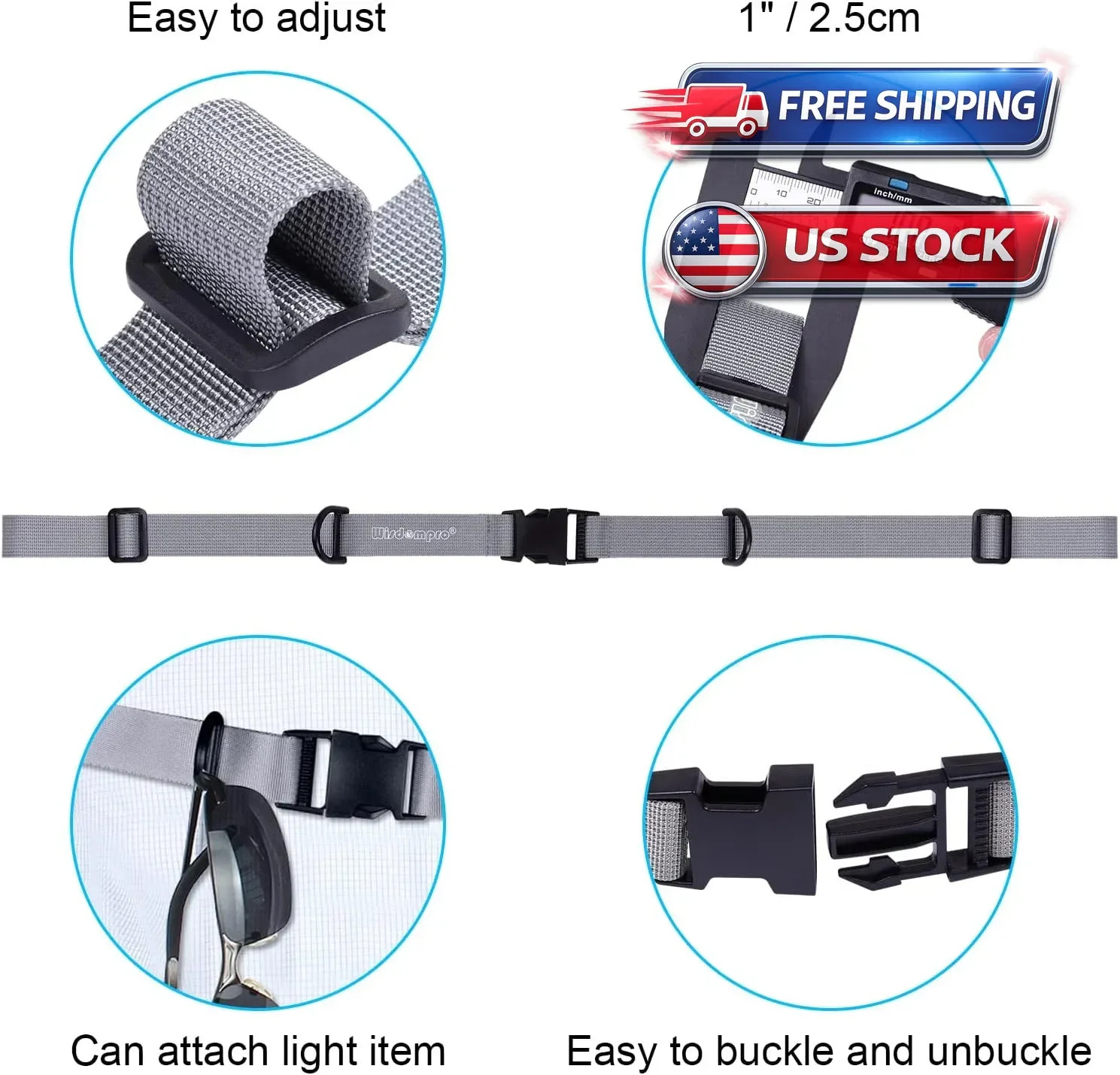 2 Pack Adjustable Backpack Chest Strap, Sternum Straps for Backpacks,