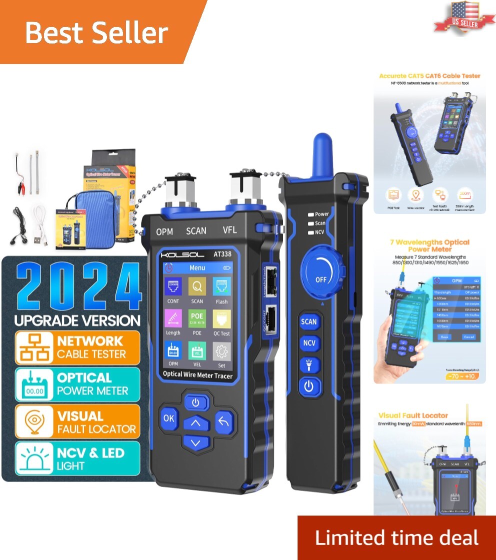 Multi-Function Blue Ethernet Tester - Visual Fault Locator & Non-Contact Voltage