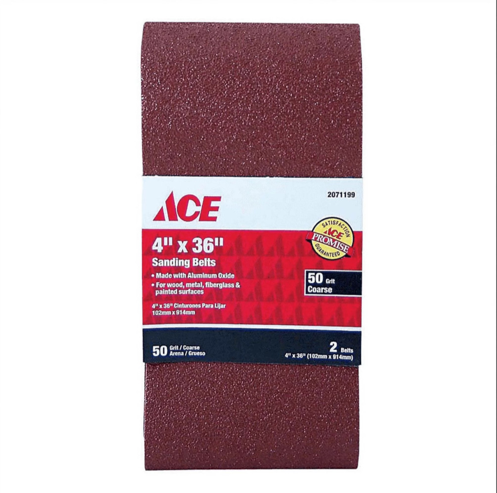 Ace 36 in. L x 4 in. W Aluminum Oxide Sanding Belt 50 Grit Coarse 2 pc. 2071199