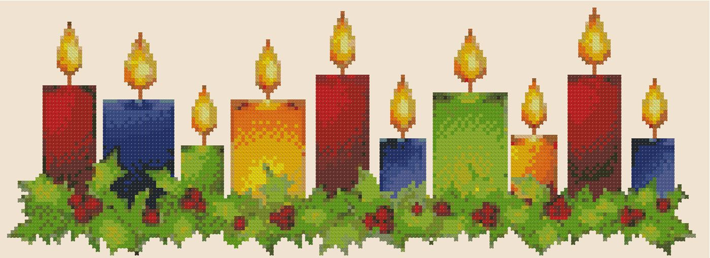 Holiday Candles Counted Cross Stitch CHART No.27-104