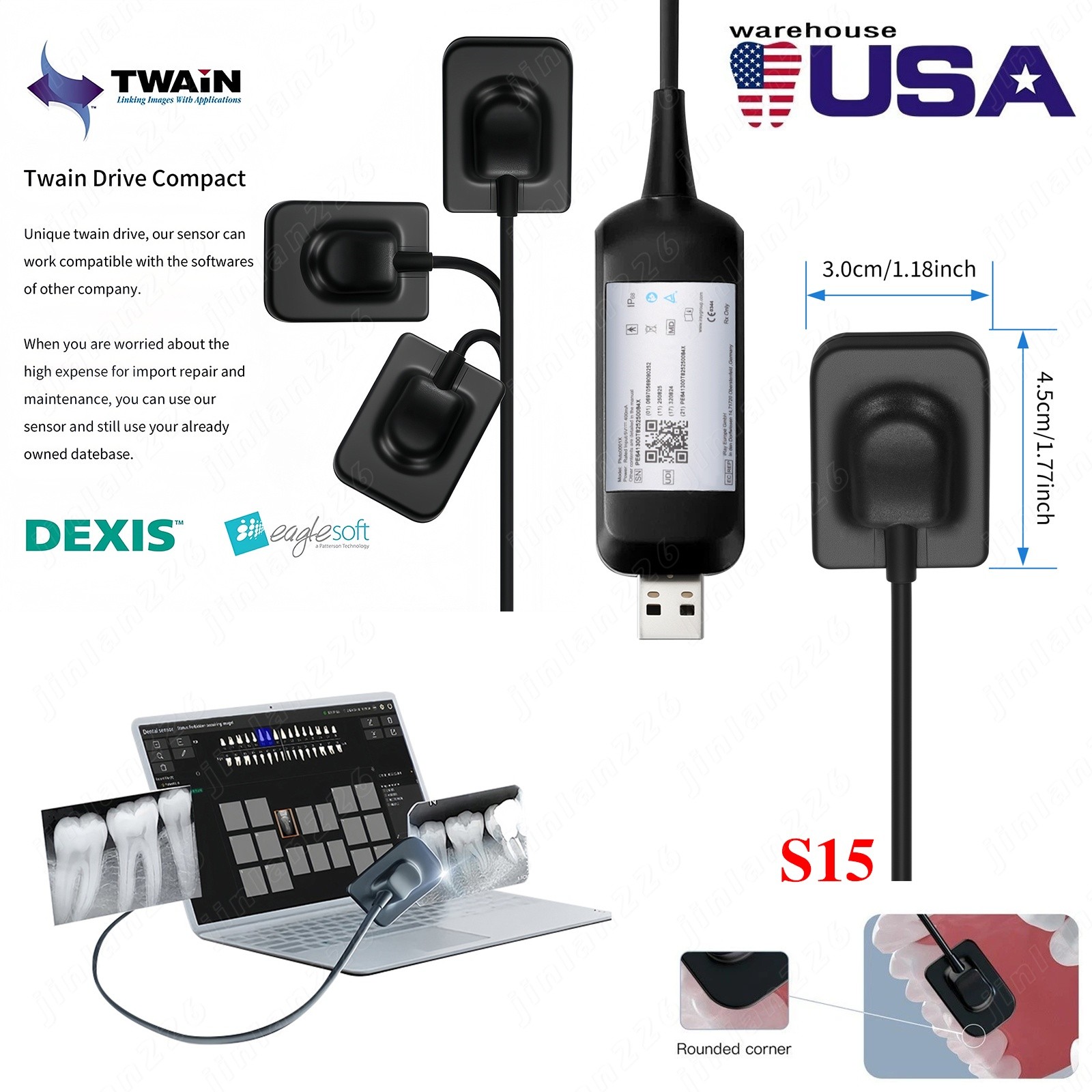 New RVG Digital Sensor for Dental Size 1.5 Free Ship