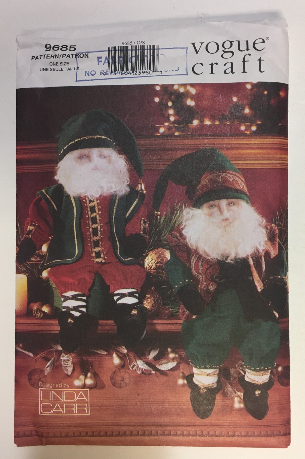 Vogue Craft Sewing Pattern 9685, Christmas Elves + Clothes by Linda Carr