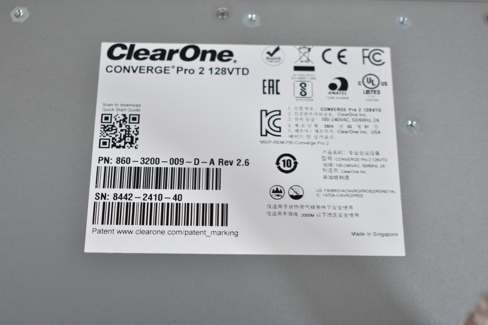 ClearOne 910-3200-009-D CONVERGE Pro 2 128VTD - UNTESTED, Powers on, USED, READ