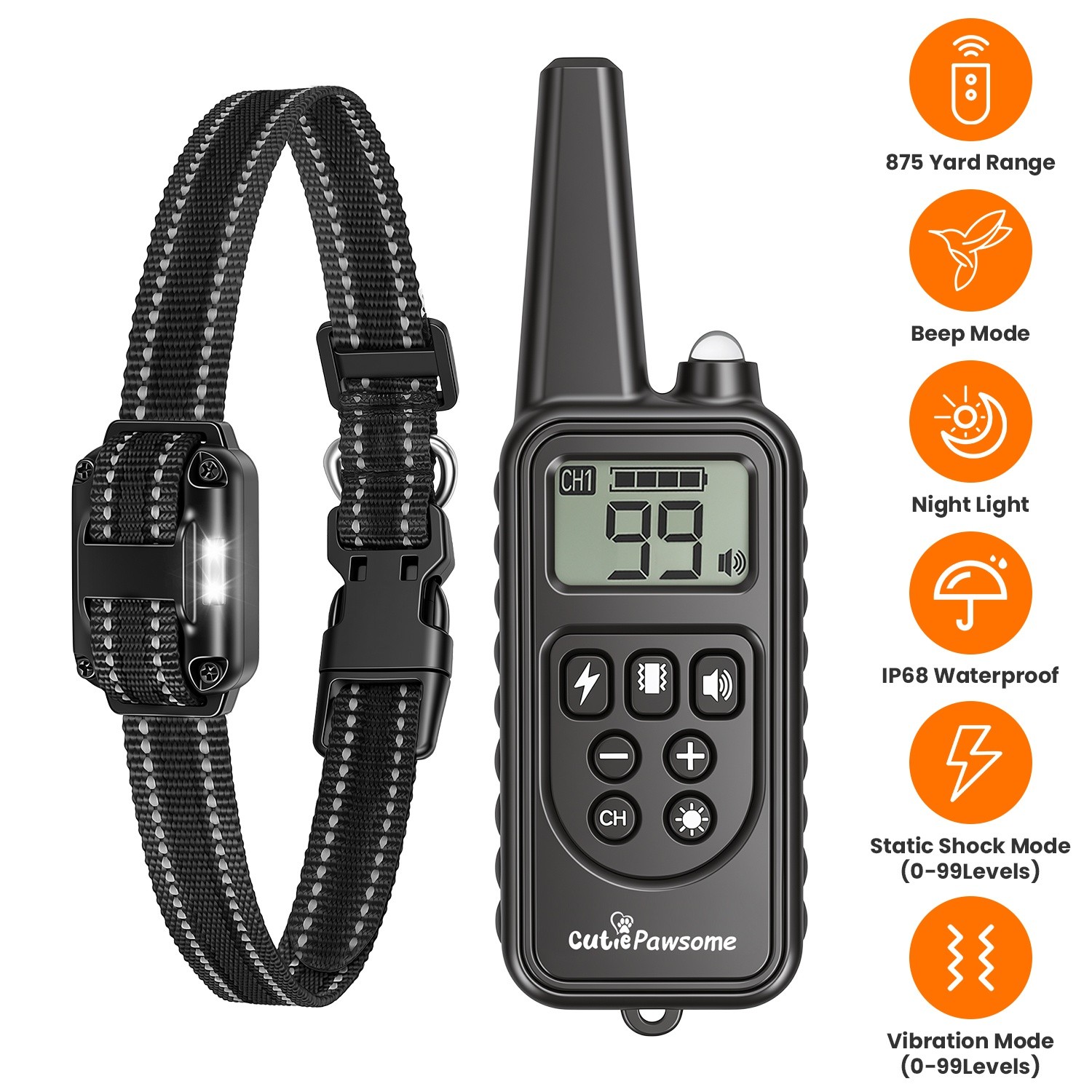 2 Pack Rechargeable Dog Training Collar with Remote for Medium Small Dogs