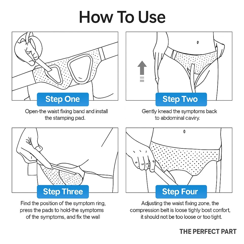 Hernia Support Belt Men Truss For Inguinal With 2 Removable Compression Pads US