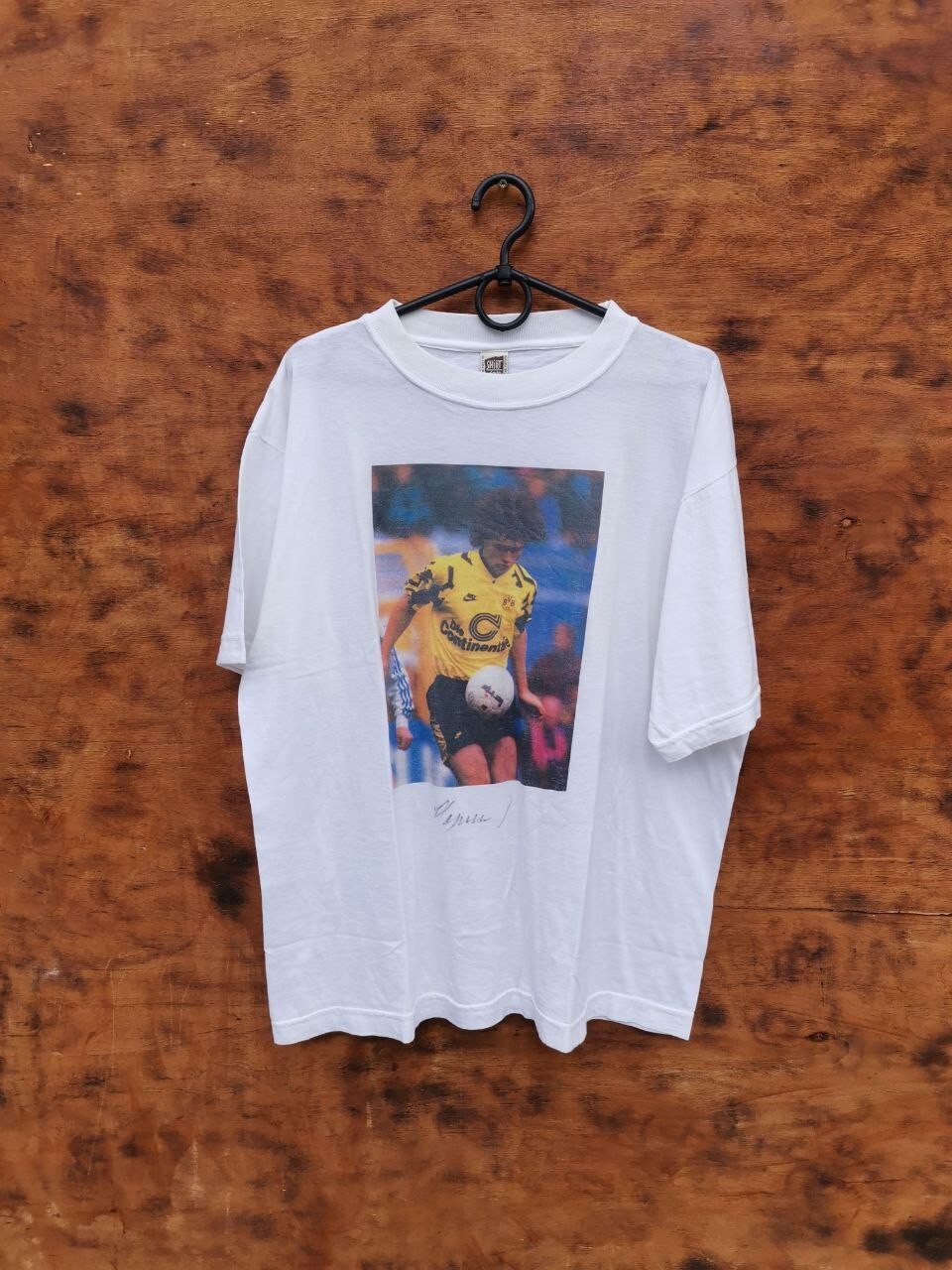 BORUSSIA DORTMUND 1991 WHITE FOOTBALL SHIRT STEPHANE CHAPUISAT SIZE L ADULT