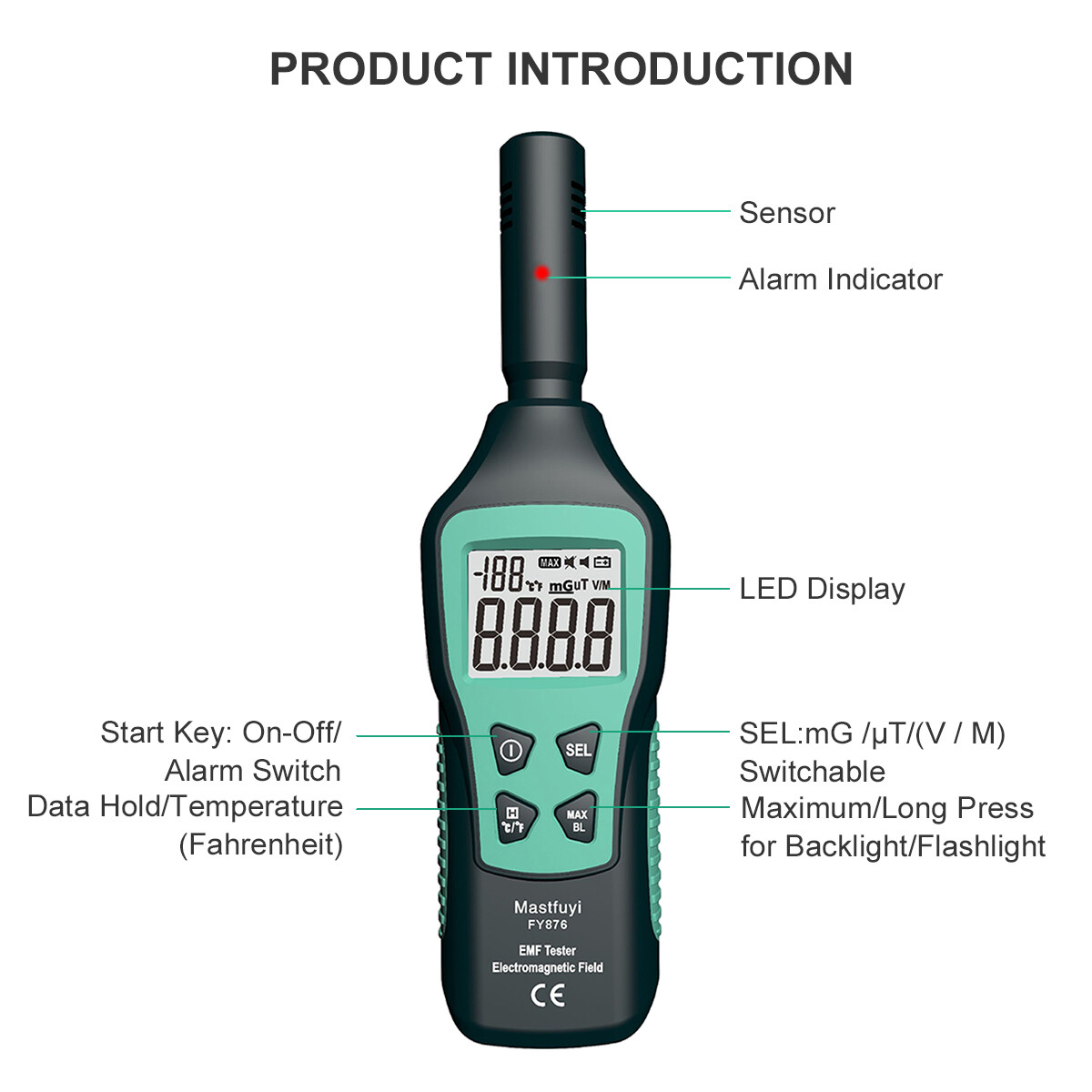 LCD Digital EMF Meter Electromagnetic Radiation Detector High Precision F8H0