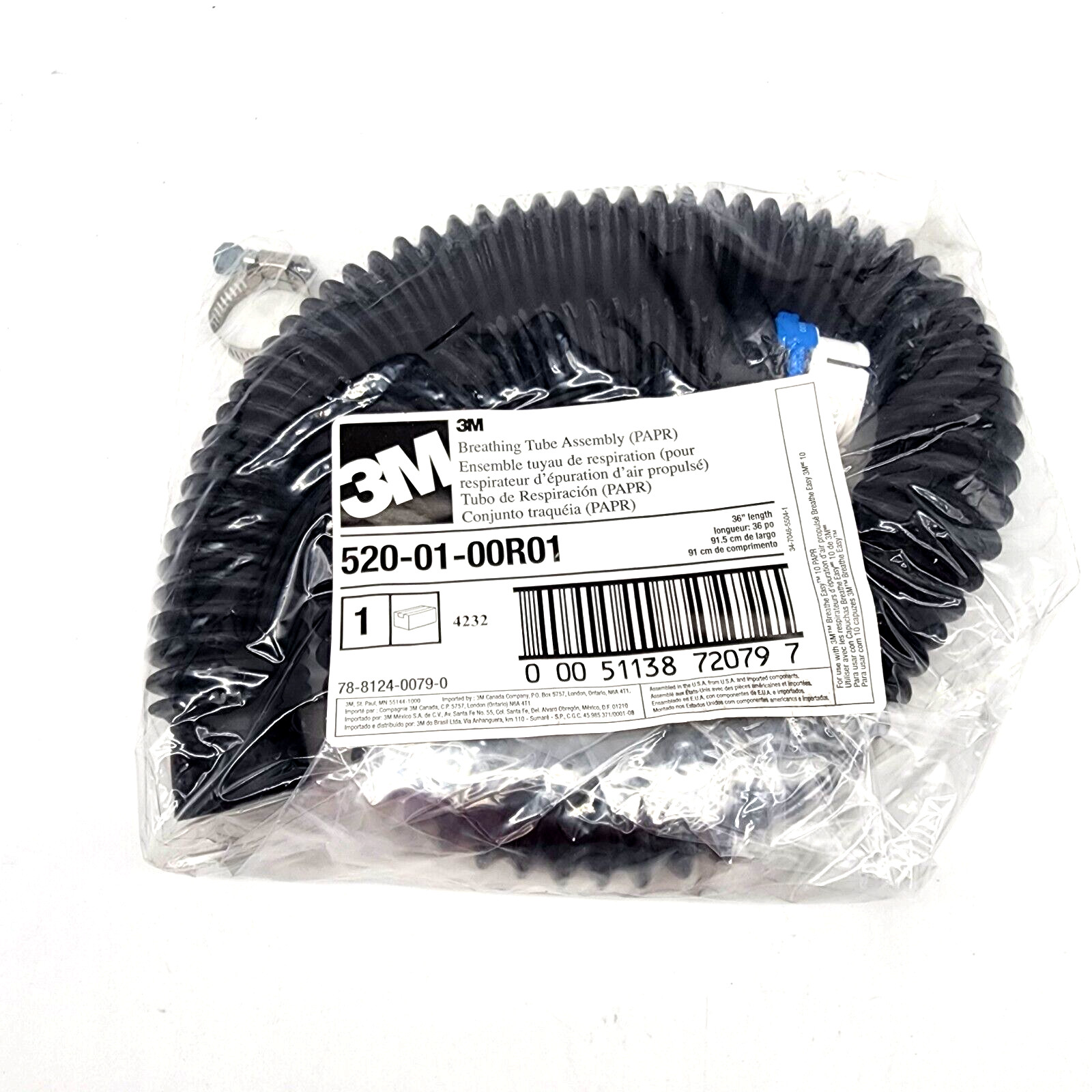 3M 520-01-00R01 36” BREATHING  TUBE  FOR  BREATHE  EASY 10 PAPR NEW OLD STOCK