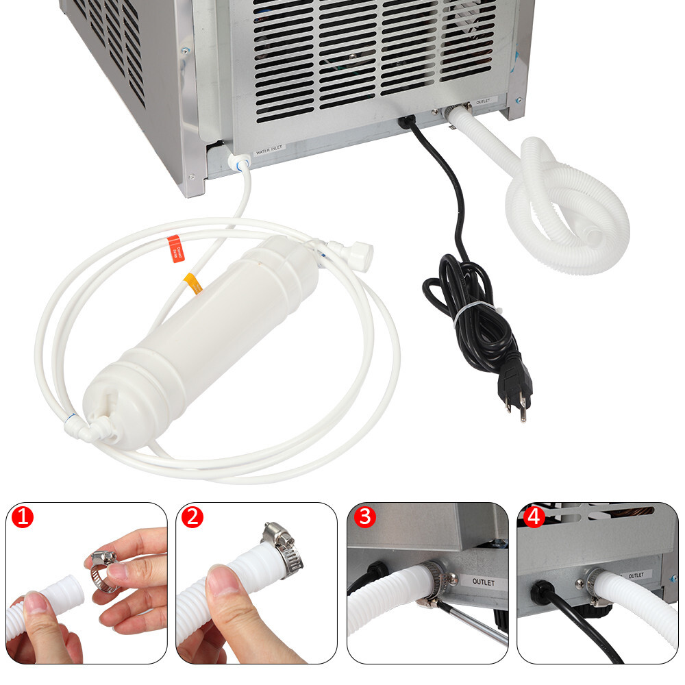 110lbs/24h Commercial Built-in Ice Maker Machine Display Ice Cube Machine 110V