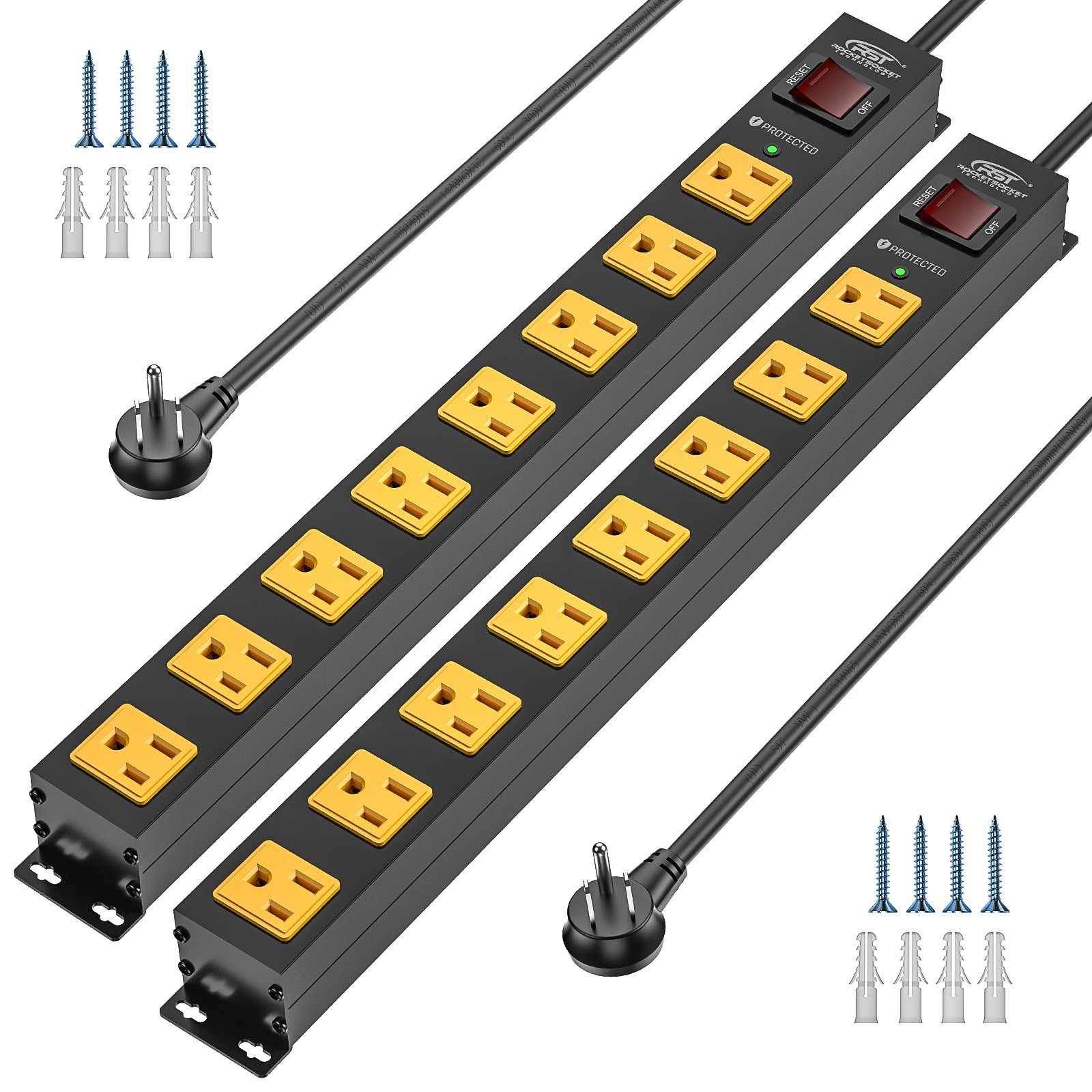 6-12 Outlet Heavy Duty Power Strip Surge Protector,14AWG Extra-Long 6FT Cord
