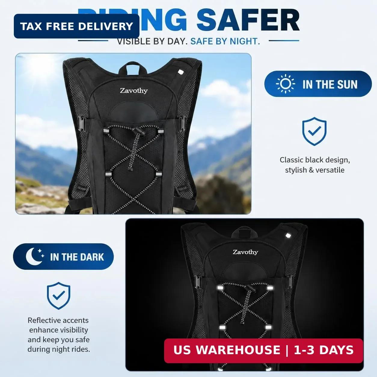 Zavothy Hydration Backpack with 2L Hydration Bladder Water Backpack for Hiking H