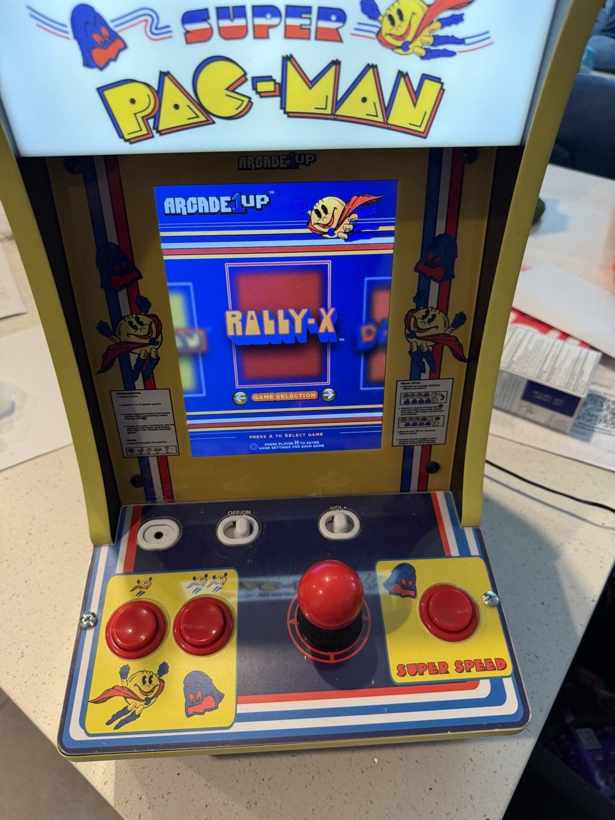 Arcade 1UP Super PAC-Man Counter Top Machine 4 Games - Tested & Working! PICKUP