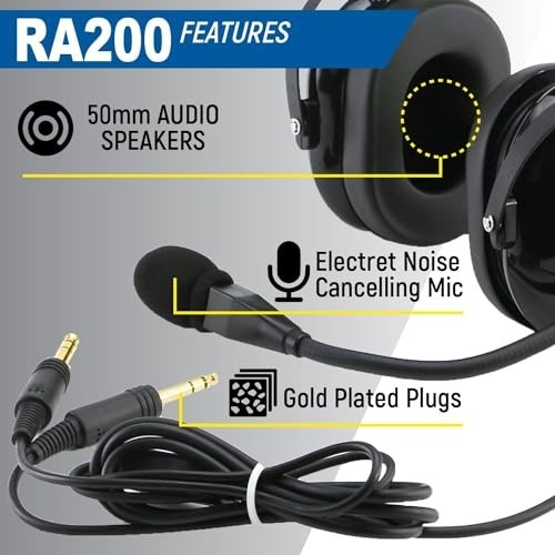 Aviation Pilot Headset for Student Pilots & Instructors - Noise Cancelling, Clea