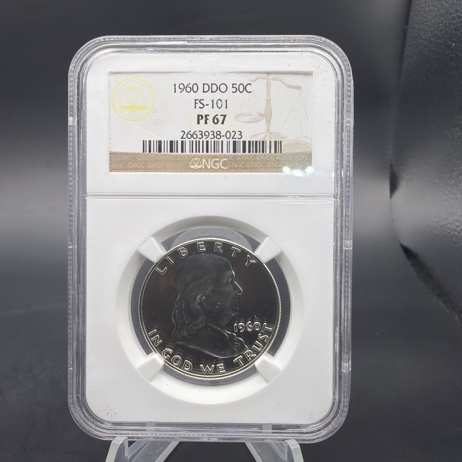 1960 50C Proof Silver Franklin Half Dollar - NGC PF 67 - DDO FS-101