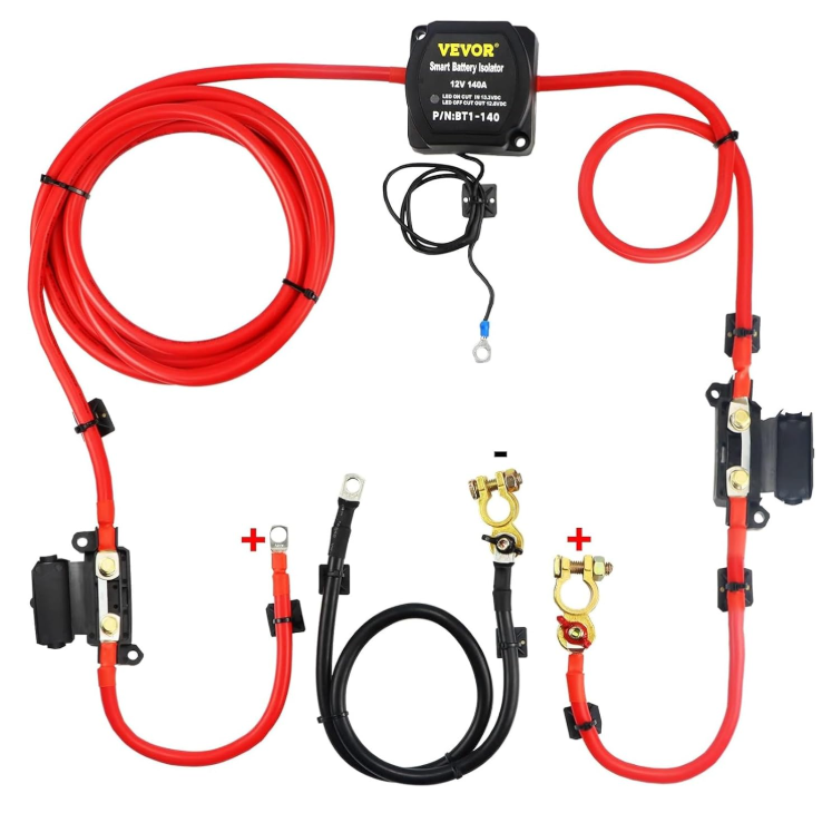 VEVOR Split Charge Relay Kit, 6mtr 12V, Automatic Dual Battery Isolator Kit
