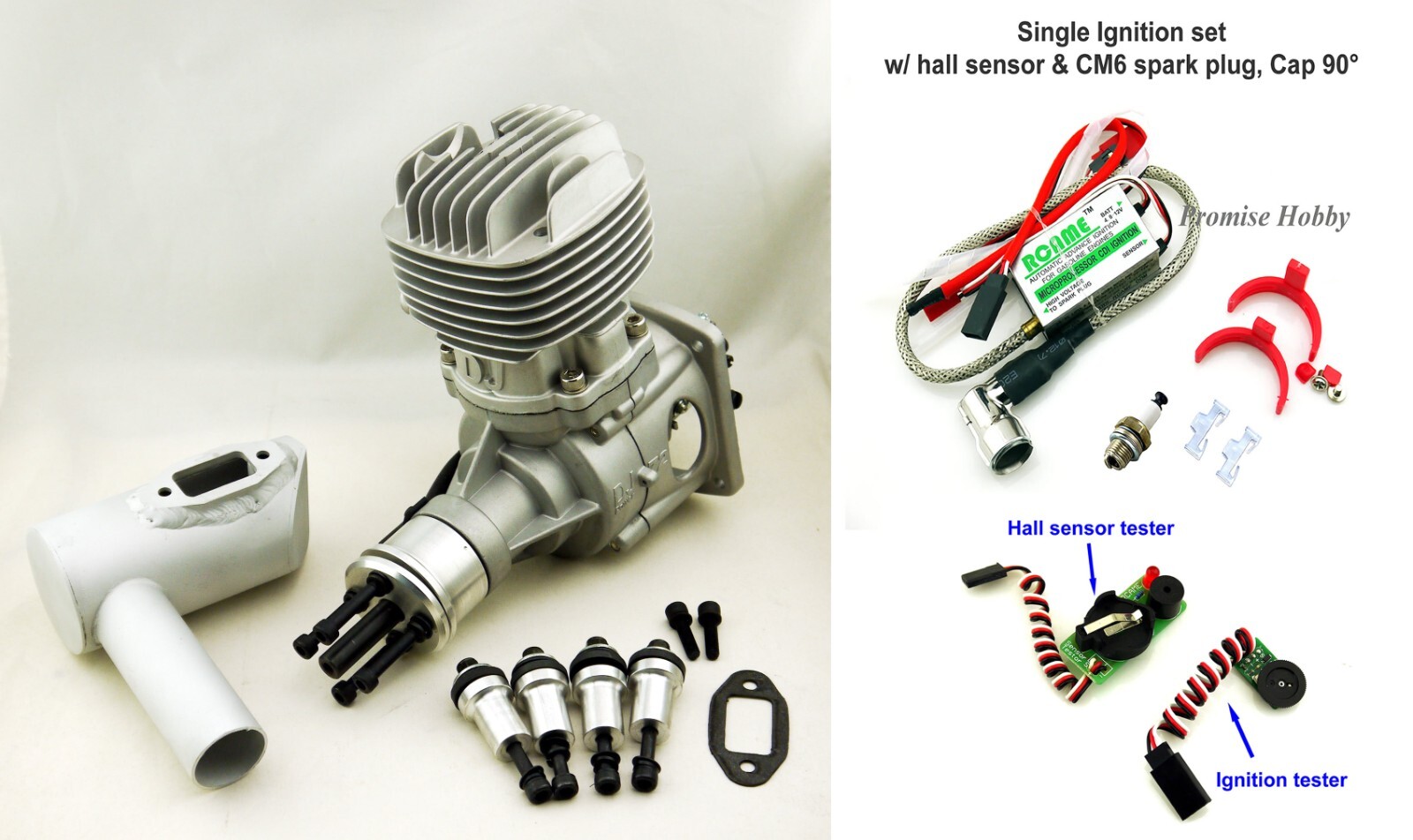 DJ 72cc Gas Petrol Engine w/ Ignition & Muffler for RC Airplane -  V2