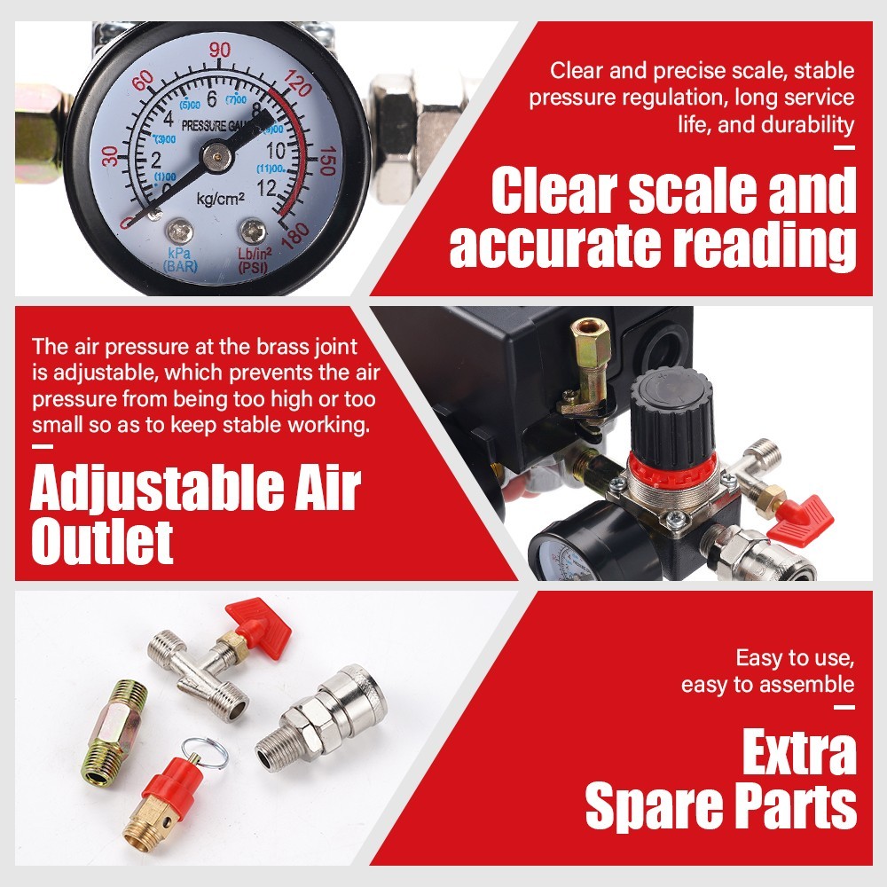 Air Compressor Pressure Switch 90–120PSI Controller for Fast Pressure Reduction