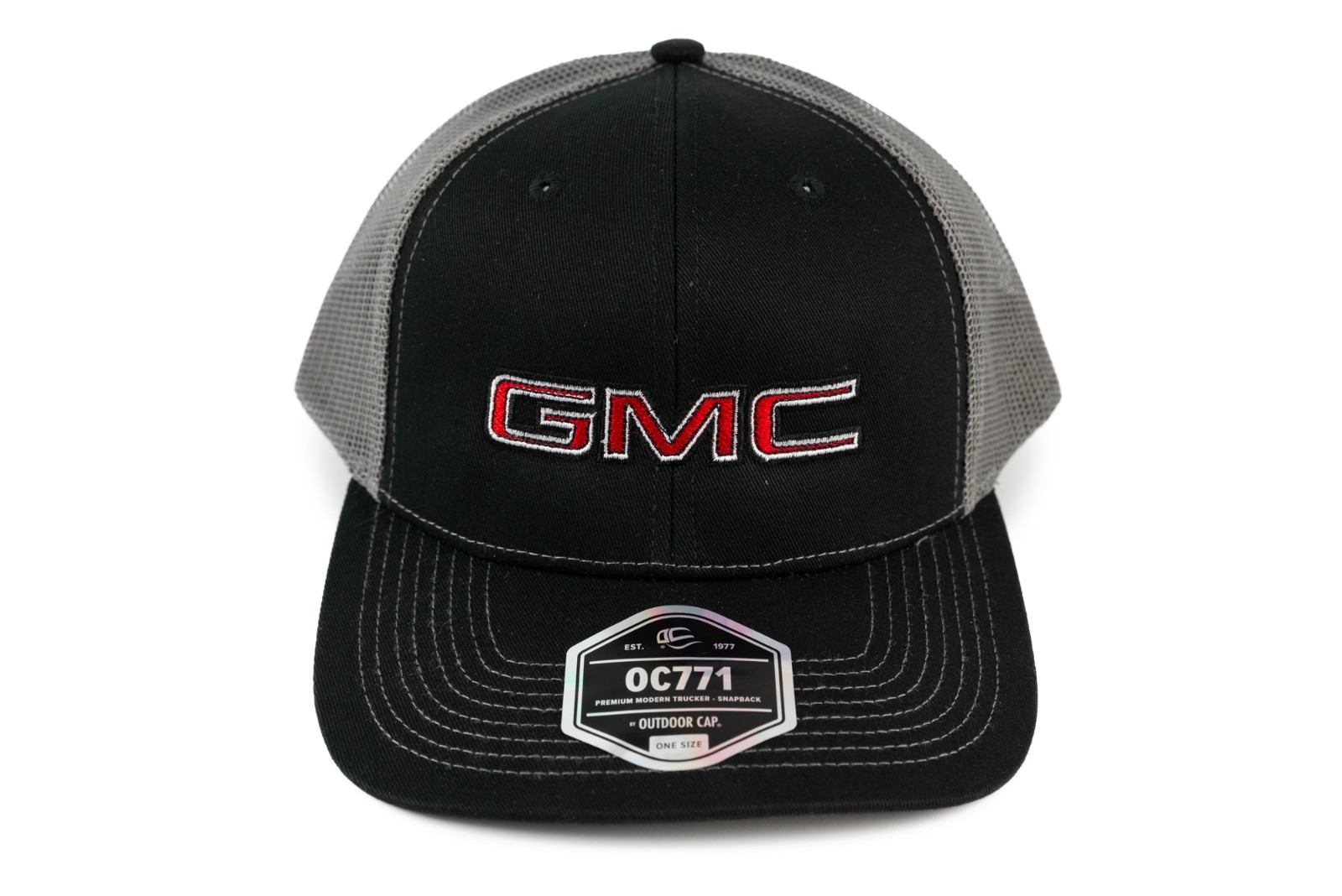 GMC Trucker Hat Black & Gray Mesh Snapback Cap Shipped in Box