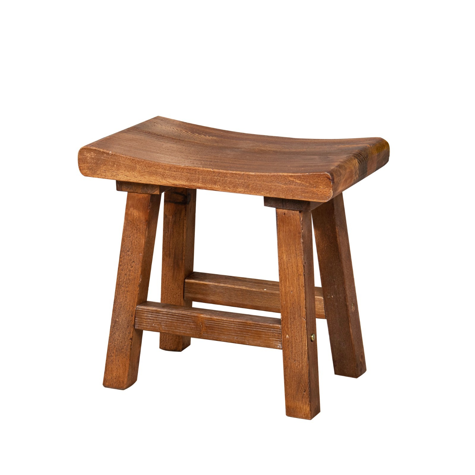 Rustic Old Pine Wooden Stool Bench Side Table Farmhouse Bedside Table 18.5" H