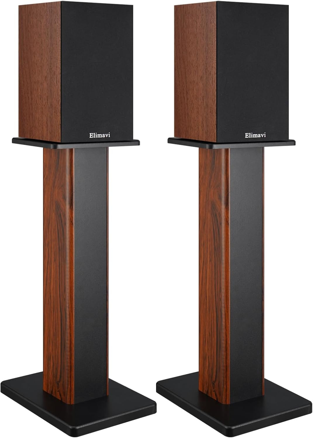 22.64" Universal Floor Speaker Stands, 150 Lb Capacity, Brown | Non-Slip Pads an