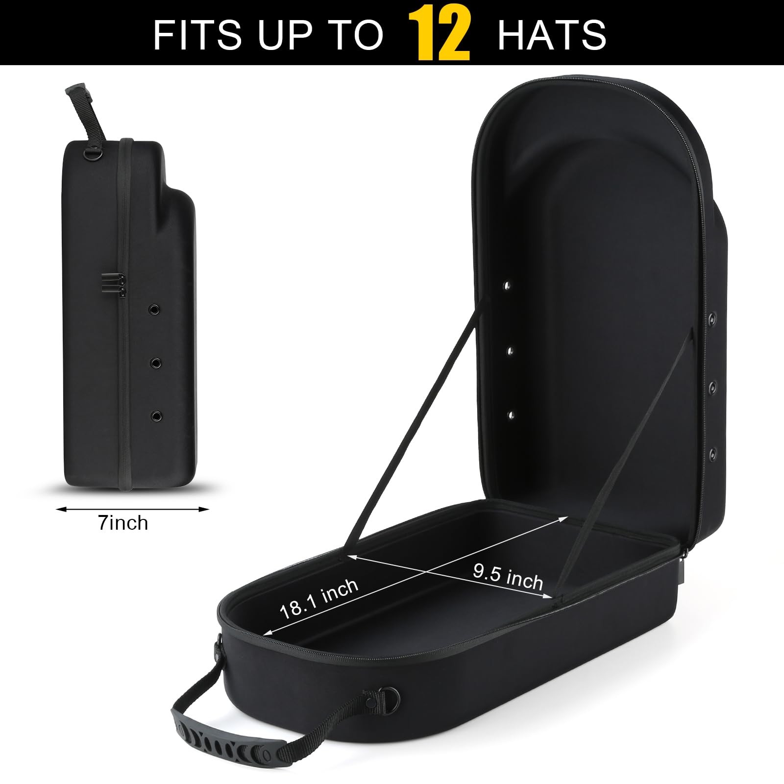 Germun Hard Baseball Hat Case Hat Carrier Travel Case Adjustable Shoulder Strap
