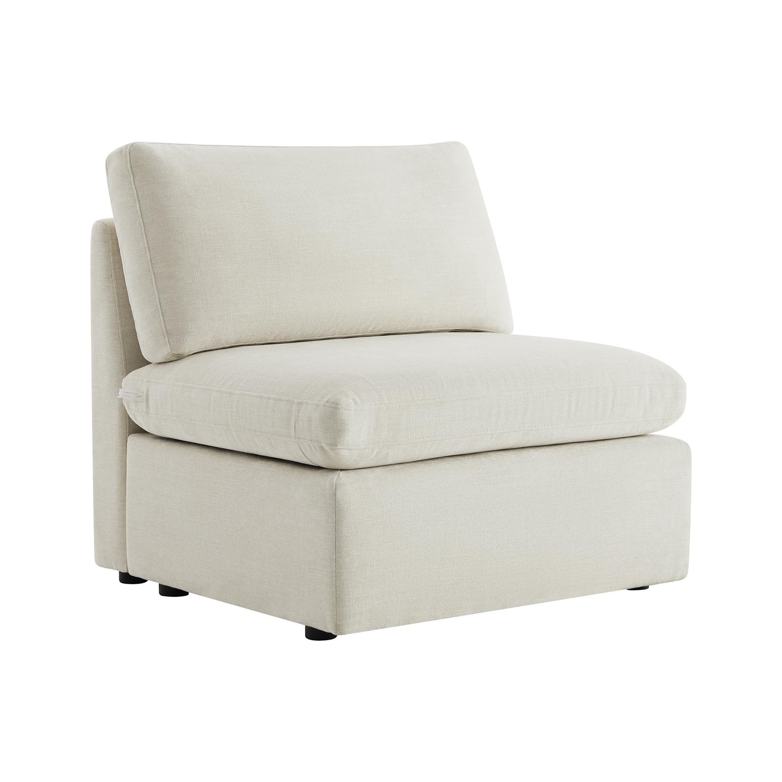Modern Upholstered Middle Module Modular Sectional Accent Armless Chair Linen