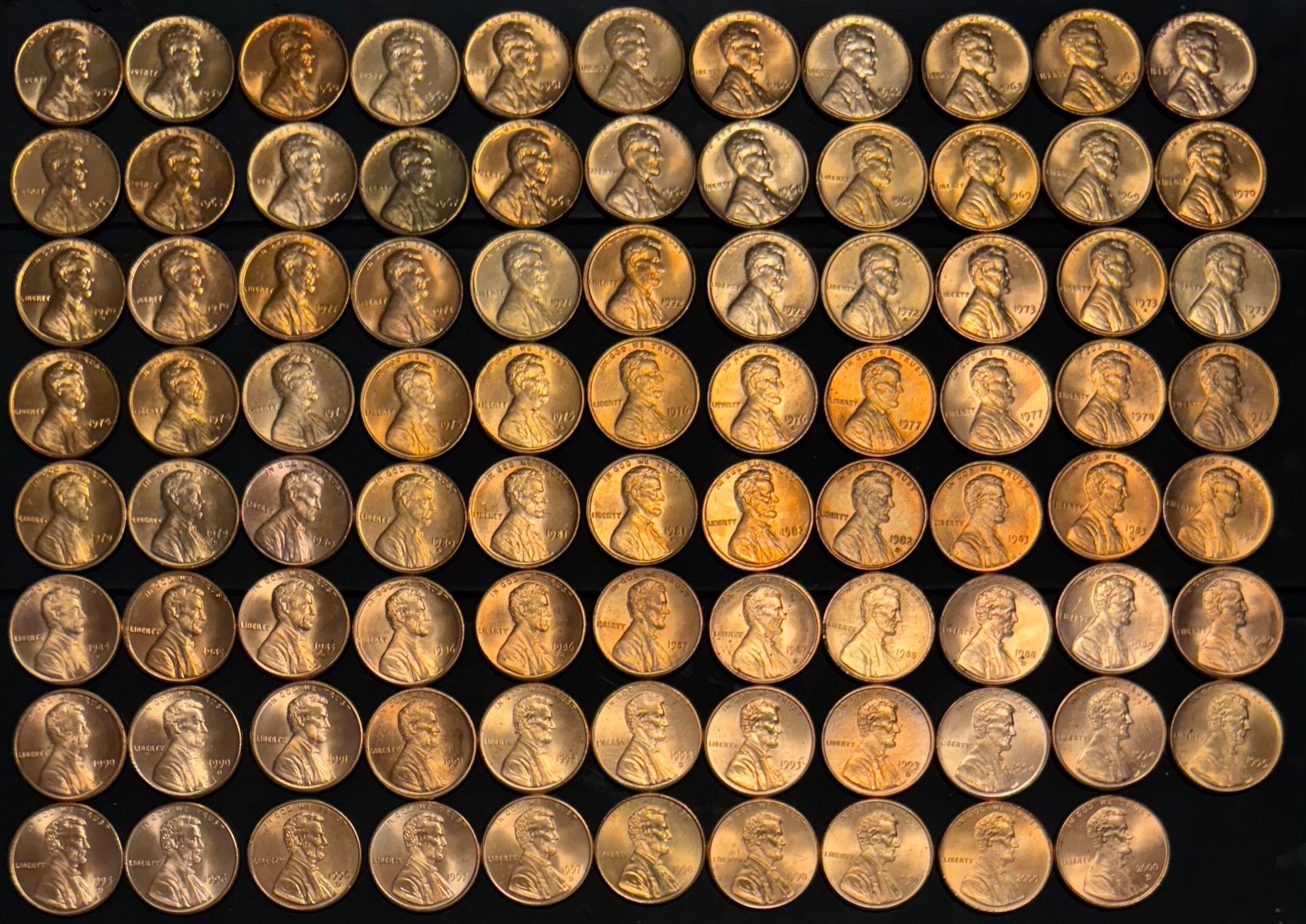 1959-2025 P D 1968-74 S Lincoln Cent Penny Uncirculated BU COMPLETE Set