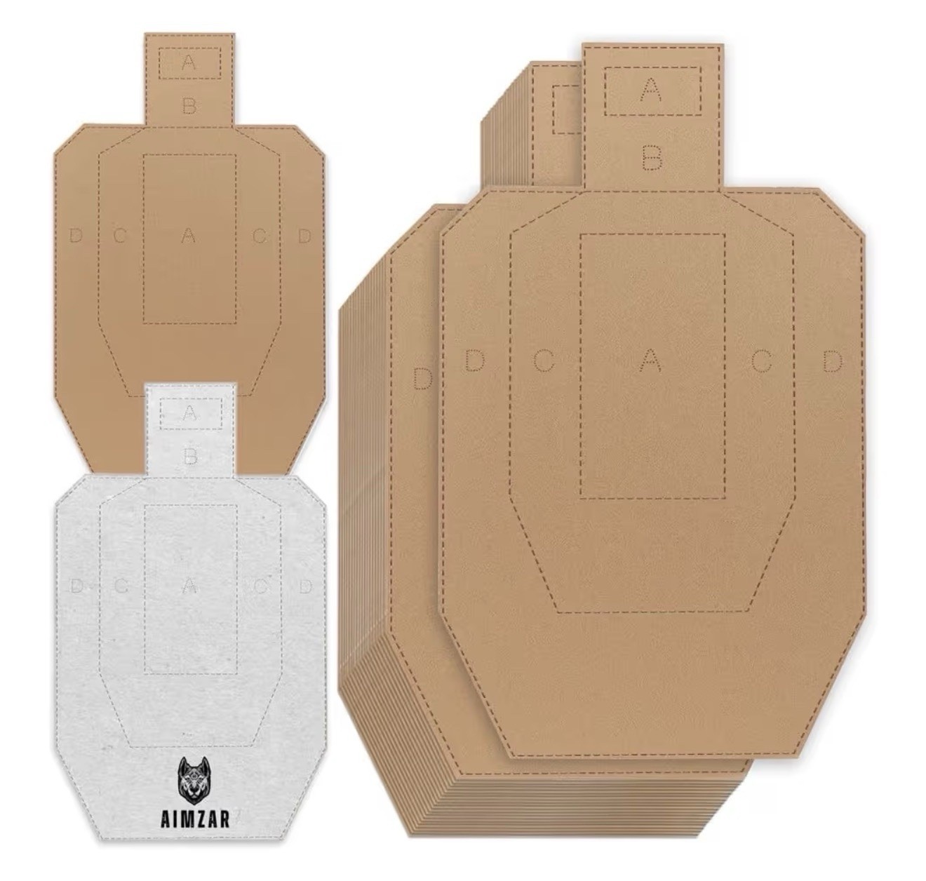 AIMZAR USPSA Cardboard Torso Shooting Targets 30x18 Pack of 20 New
